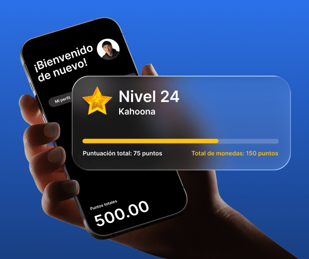 Nivel de usuario y puntos en la aplicación móvil