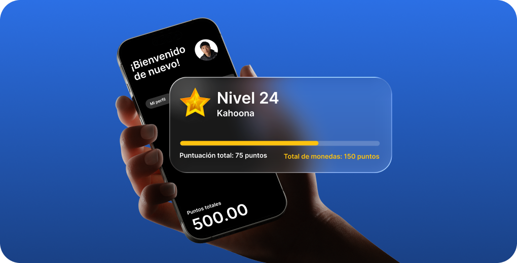 Recompensas de fidelización que muestran los puntos de nivel del usuario