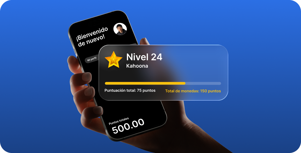 Recompensas de fidelización que muestran los puntos de nivel del usuario