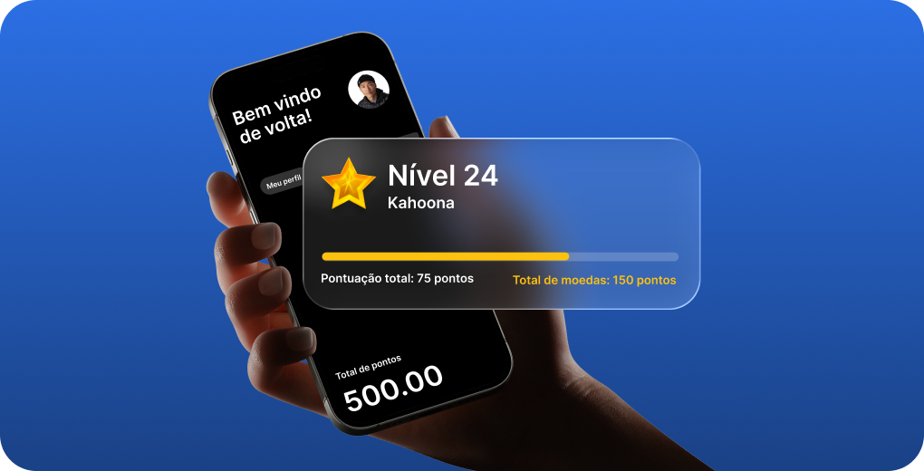 Recompensas de fidelidade mostrando os pontos de nível do usuário
