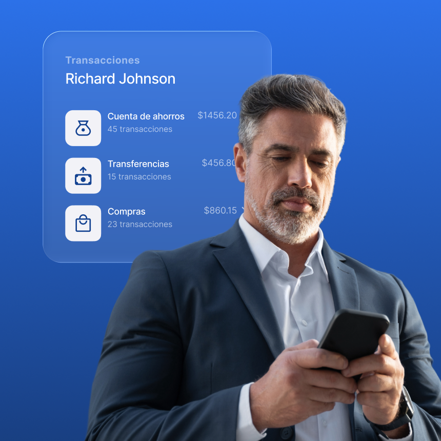 Usuario viendo transacciones financieras gamificadas en la aplicación móvil