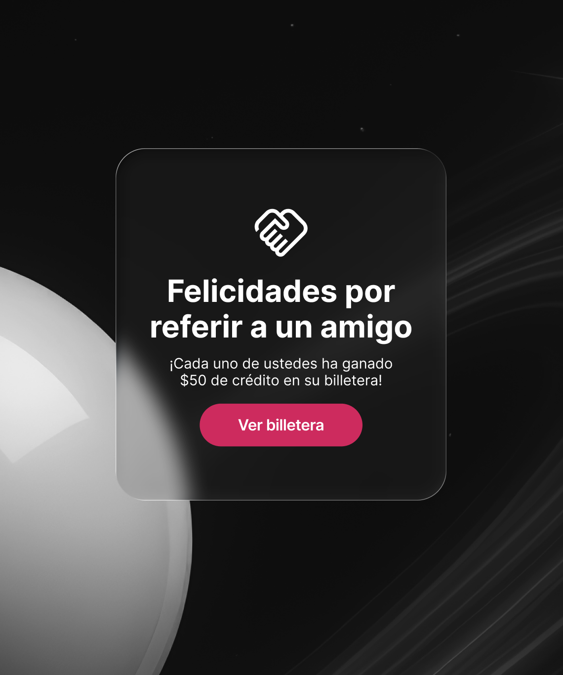 Recompensa de referido acreditada en la billetera del usuario