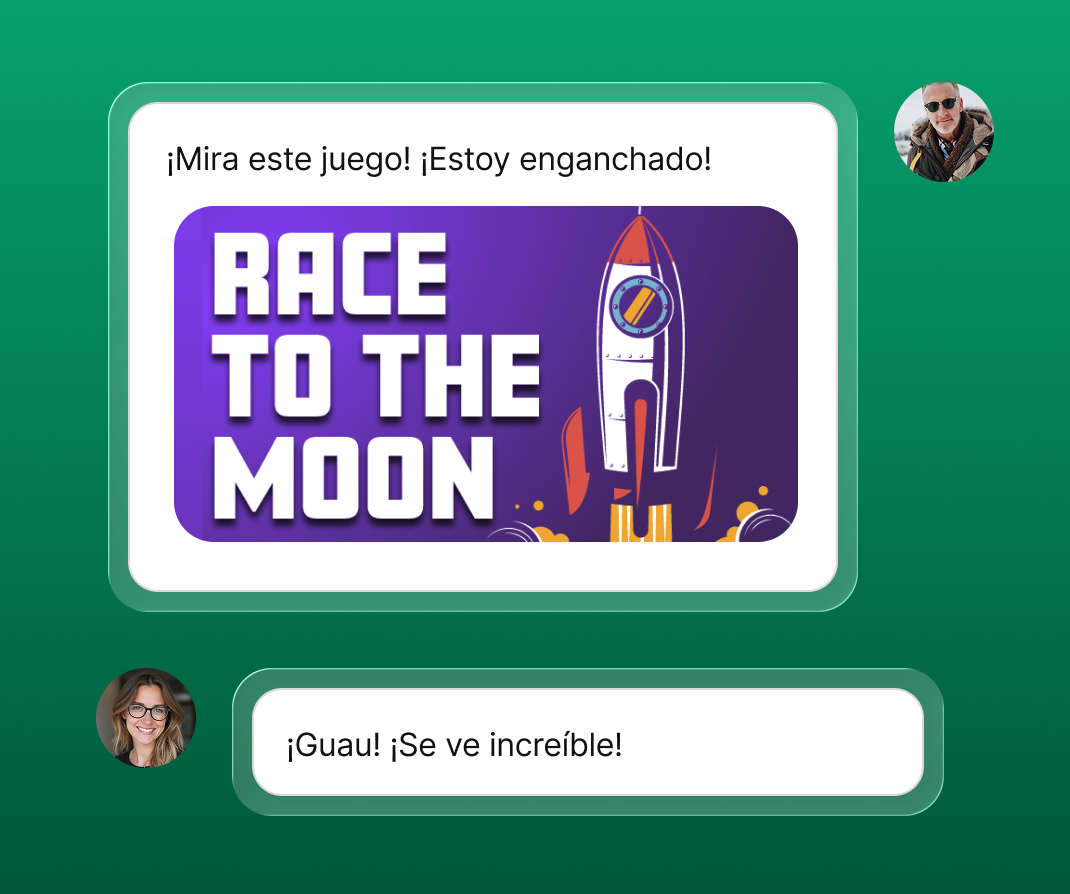 Función de compartir en redes sociales dentro de la app que promociona el feed de actividad del juego