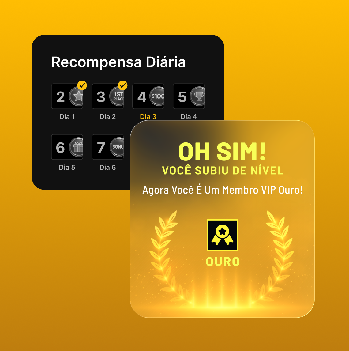 Recompensas diárias de fidelidade e sistema de upgrade de nível VIP