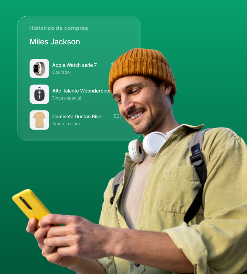 Comprador visualizando histórico de compras e pedido personalizado