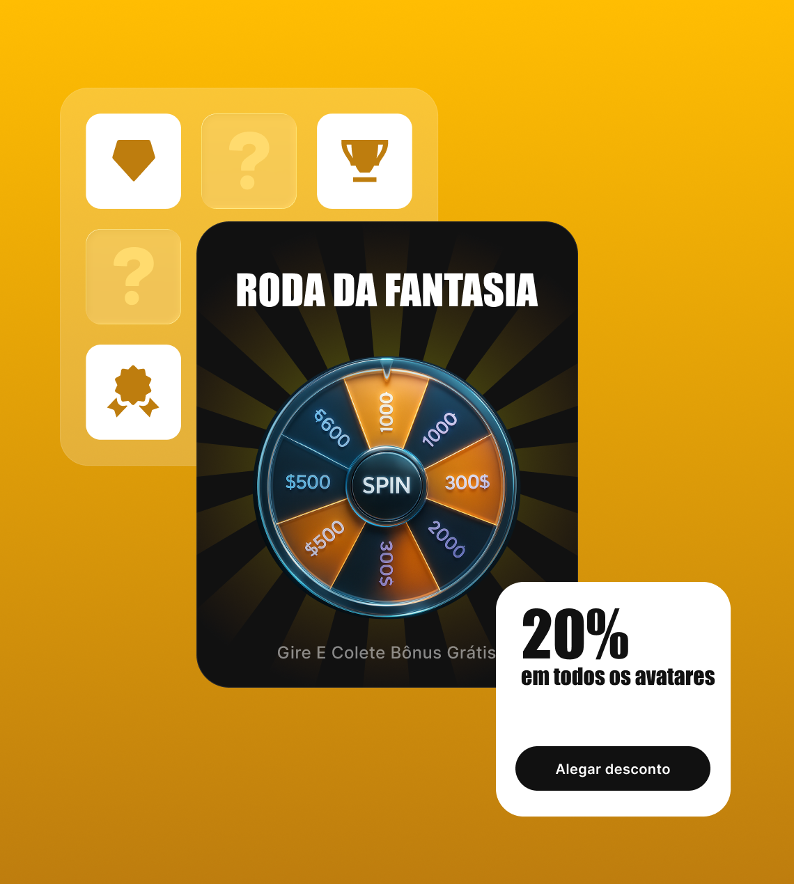 Minijogo de roleta com recompensas e descontos